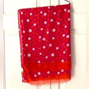 Vera Bradley soft fringe scarf pink orange polka dot